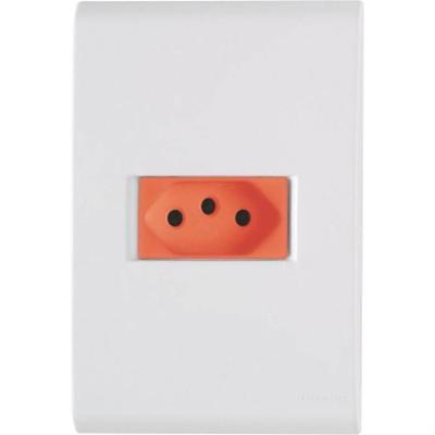 Conjunto Liz Branco E Vermelho 4x2 com 1 Tomada 2p+t de 20 Ampères E 250 Volts 57170015 Tramonti