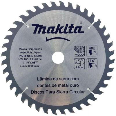 Disco Para Serra Circular 185x20mm Para Madeira com 40 Dentes D51356 Makita Lamina Serra 185x20m