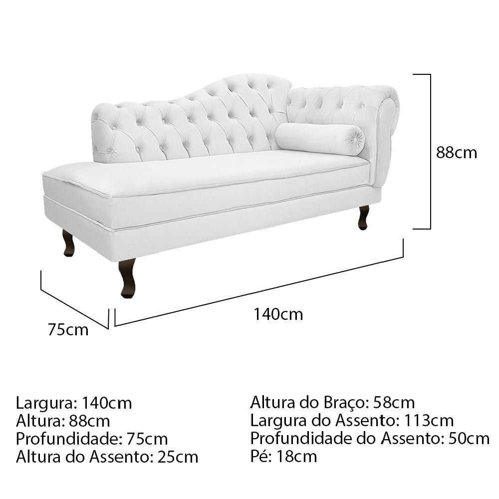 Diva Recamier Diana 140cm Lado Esquerdo Corano Branco - 2