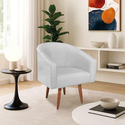 Poltrona Decorativa Jade Design Moderno Sala De Estar Quarto Escritório Confortável Luxo Pés Palito Bouclé Branco