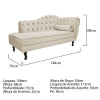 Diva Recamier Diana 140cm Lado Esquerdo Corano Bege