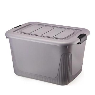 Caixa Organizadora Container 80 Trava/roda Plasnorthon Cor Cinza