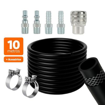 Kit Mangueira De Ar 10 Metros Para Compressor Com Acessórios E Engate Rápido