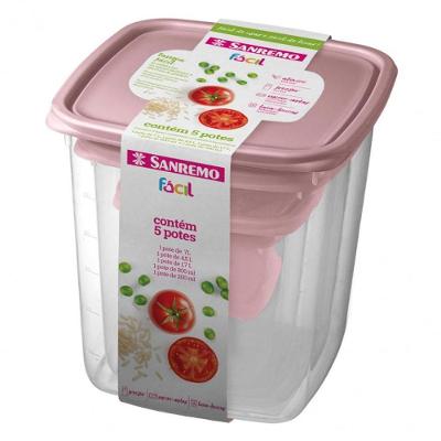 Conjunto De Potes Porta Mantimentos 5 Peças Rosa - Sanremo