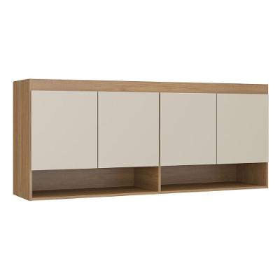 Armário Aéreo 4 Portas Guarda Roupa Modulado Selene 160x68 Cm Mdp Carvalho 6003 Menu
