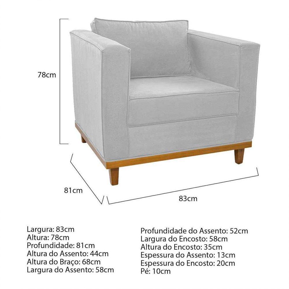 Kit Sofá 2 Lugares e Poltrona Europa Corano Branco - 4