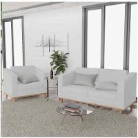 Kit Sofá 2 Lugares e Poltrona Europa Corano Branco - 6