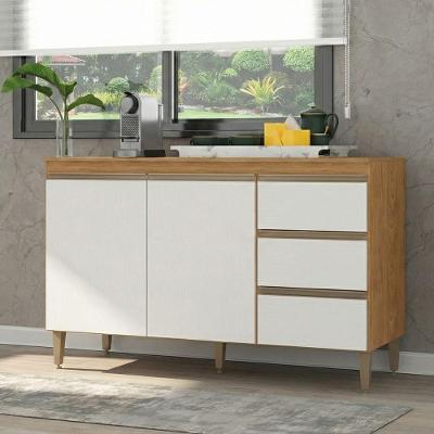 Balcão Para Pia 120cm Cozinha Modulada Paris Menu Móveis Freijó/branco