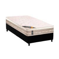 Cama Box Solteiro: Colchão Molas Castor Tecnopedic Premium + Base CRC Suede Black(88x188) - 1