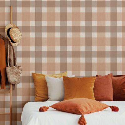 Papel De Parede Top Stripes Xadrez Vichy Cinza Escuro E Vermelho Claro