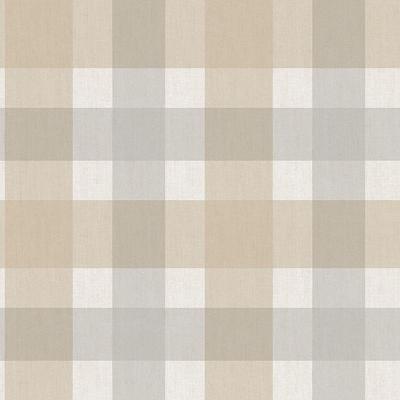 Papel De Parede Top Stripes Xadrez Vichy Cinza Claro E Bege