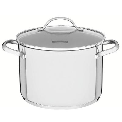 Caldeirão Tramontina Una Em Aço Inox Com Fundo Triplo E Tampa De Vidro 24 Cm 7,7 L 62285240