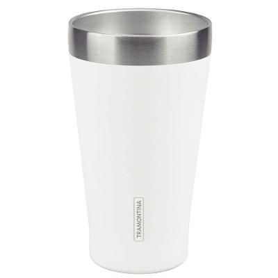 Copo Térmico Tramontina Exata Em Aço Inox Com Parede Dupla Branco Sem Tampa 550 Ml 61646510