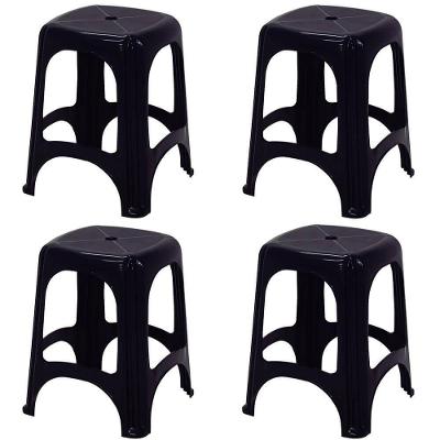 4 Banquetas Tramontina Niterói Eco Em Polipropileno Preto 45cm