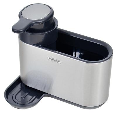 Suporte De Esponja Com Dosador De Sabão Tramontina Em Plástico Abs E Aço Inox 94532045