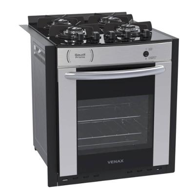 Fogão De Embutir 4 Bocas Venax Gaudi Prisma Vítreo Bl Inox A Gás Forno Easy Clean 51,8l 25373