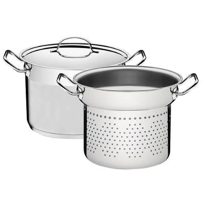 Jogo Cozi-pasta Tramontina Professional 2 Peças 24 Cm Em Aço Inox Fundo Triplo 65620400