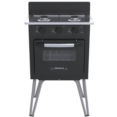 Fogão de Piso 2 Bocas Gás Glp Venax Gemini Glp 7509 Mesa Inox Manual Preto