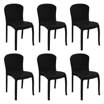 Kit 6 Cadeiras Tramontina Anna Em Polipropileno Preto 92028-009