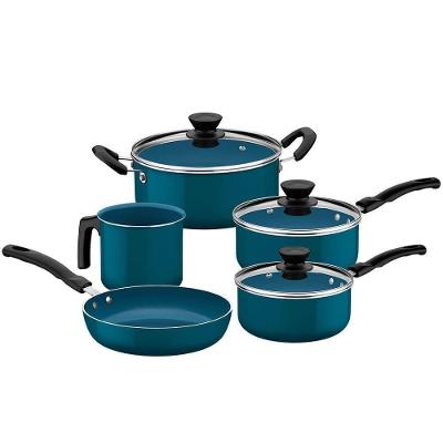 Jogo De Panelas Tramontina évora 5 Peças Alumínio Com Rev. Interno Cerâmico E Externo De Silicone Az