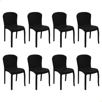 Kit 8 Cadeiras Tramontina Anna Em Polipropileno Preto 92028-009