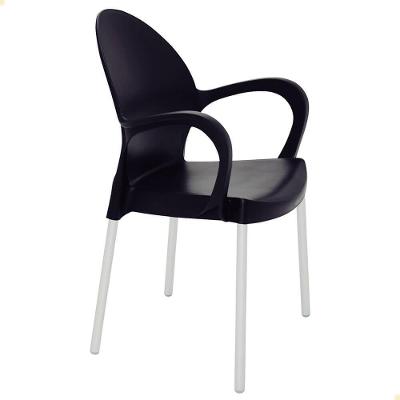 Cadeira Tramontina Grace Empilhável Preto Em Polipropileno Pés Alumínio 92068-909