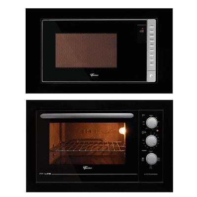 Kit Forno Elétrico 48L e Micro-Ondas 25L Fit Line de Embutir Autolimpante e Descongelar Preto