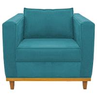 Kit Sofá 2 Lugares e Poltrona Europa Suede Azul Turquesa - 3