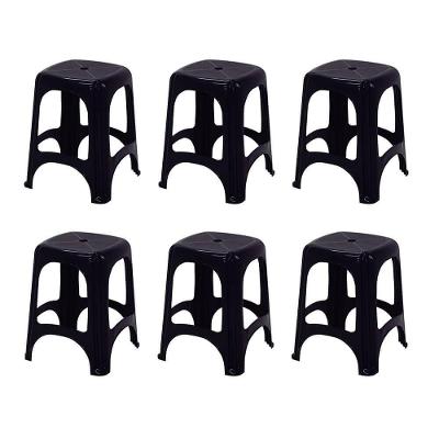 6 Banquetas Tramontina Niterói Eco Em Polipropileno Preto 45cm