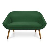 Kit 01 Namoradeira 02 Lugares E 01 Poltrona Giratória Giovana Suede Base Madeira Mm30 D'rossi Verde