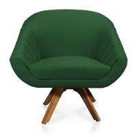 Kit 01 Namoradeira 02 Lugares E 01 Poltrona Giratória Giovana Suede Base Madeira Mm30 D'rossi Verde - 6