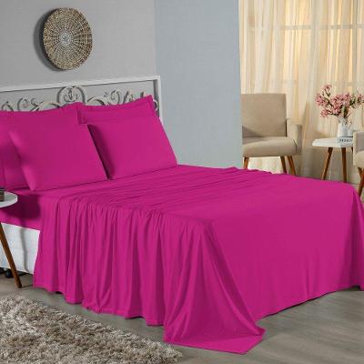 Jogo De Cama Casal Nobre 4 Peças Lençol Com Elástico De 30cm De Altura Malha 100% Algodão - Pink