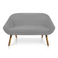 Kit 01 Namoradeira 02 Lugares E 02 Poltronas Giovana Suede Cinza