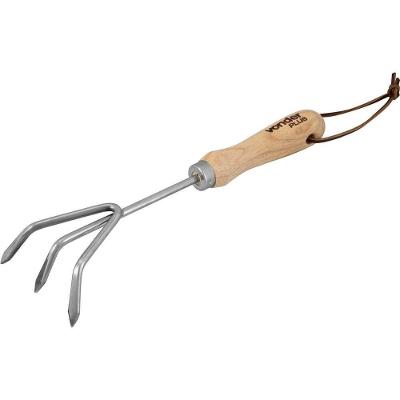 Ancinho Para Jardim Em Aço Inox, Com 3 Dentes, Cabo Em Madeira, Vonder Plus Ostenvonder