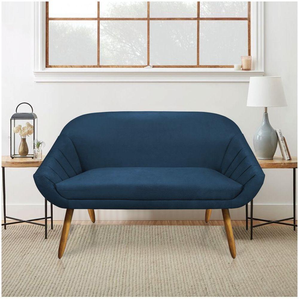 Kit 01 Namoradeira 02 Lugares E 02 Poltronas Giovana Suede Azul Marinho - 8