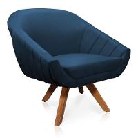 Kit 01 Namoradeira 02 Lugares E 02 Poltronas Giovana Suede Azul Marinho - 6