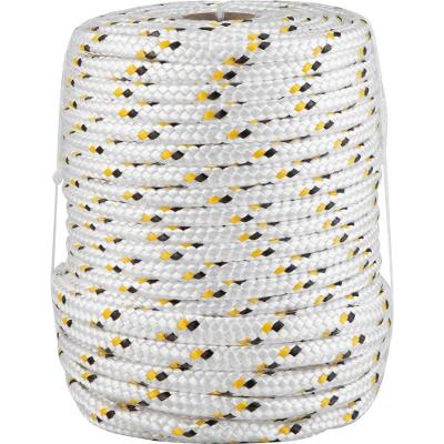 Corda Multifilamento Trançada 12,0 Mm X 50 M, Branca Com Detalhes Em Preto E Amarelo, Vonder