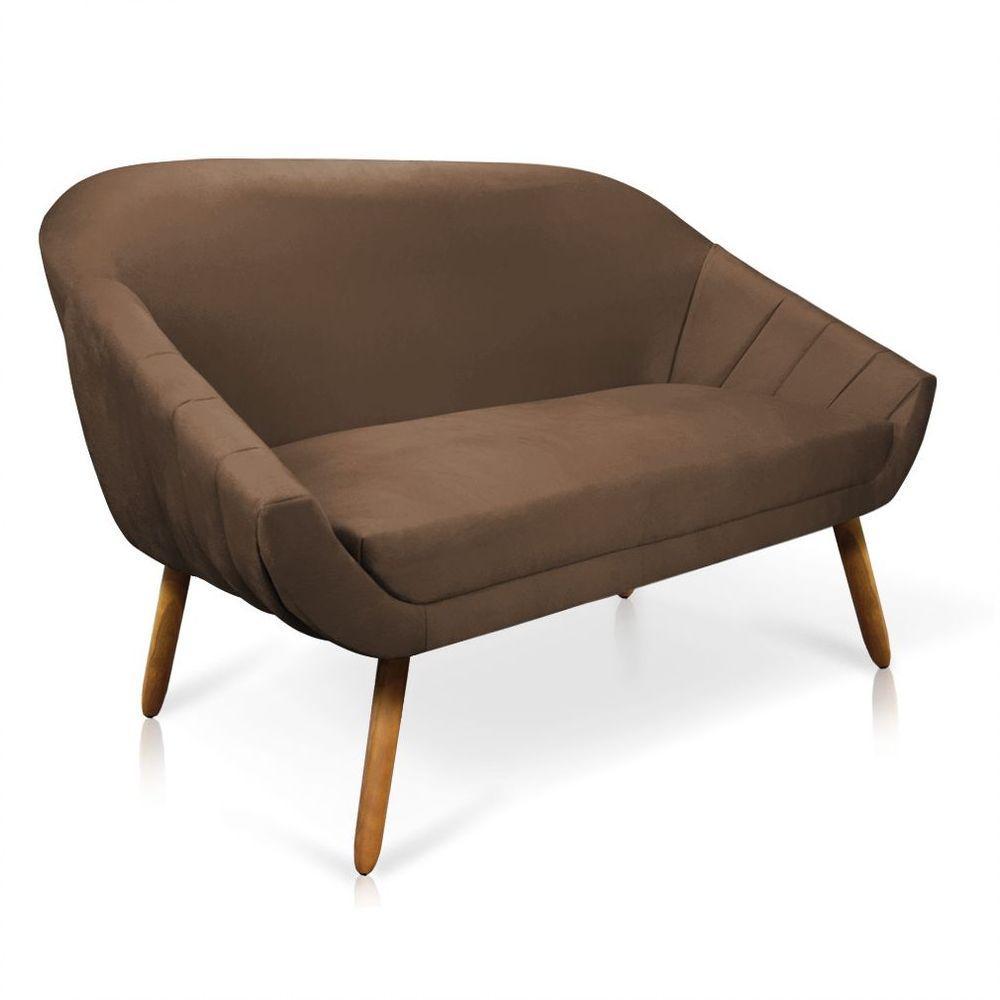Kit 01 Namoradeira 02 Lugares E 01 Poltrona Giratória Giovana Suede Base Madeira Mm30 D'rossi Marrom - 8