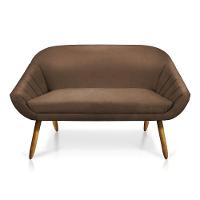 Kit 01 Namoradeira 02 Lugares E 01 Poltrona Giratória Giovana Suede Base Madeira Mm30 D'rossi Marrom