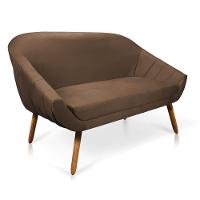 Kit 01 Namoradeira 02 Lugares E 01 Poltrona Giratória Giovana Suede Base Madeira Mm30 D'rossi Marrom - 8