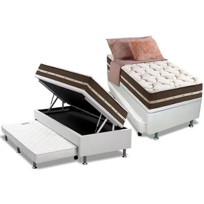 Cama Box Baú Solteiro Com Colchão Molas Superlastic Courano Branco Anjos Ortobom