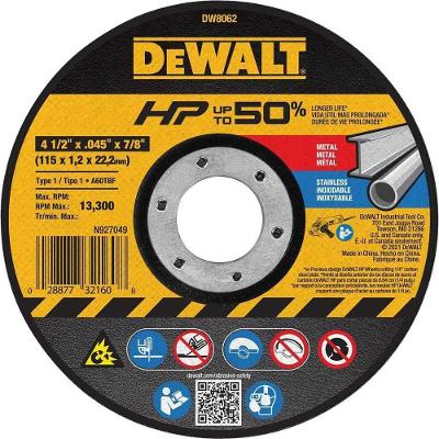 Disco De Corte 115 Mm X 1 Mm X 22,23 Mm, Alta Performance Para Metal E Inox, Dw8062, Dewalt Ostenvonder
