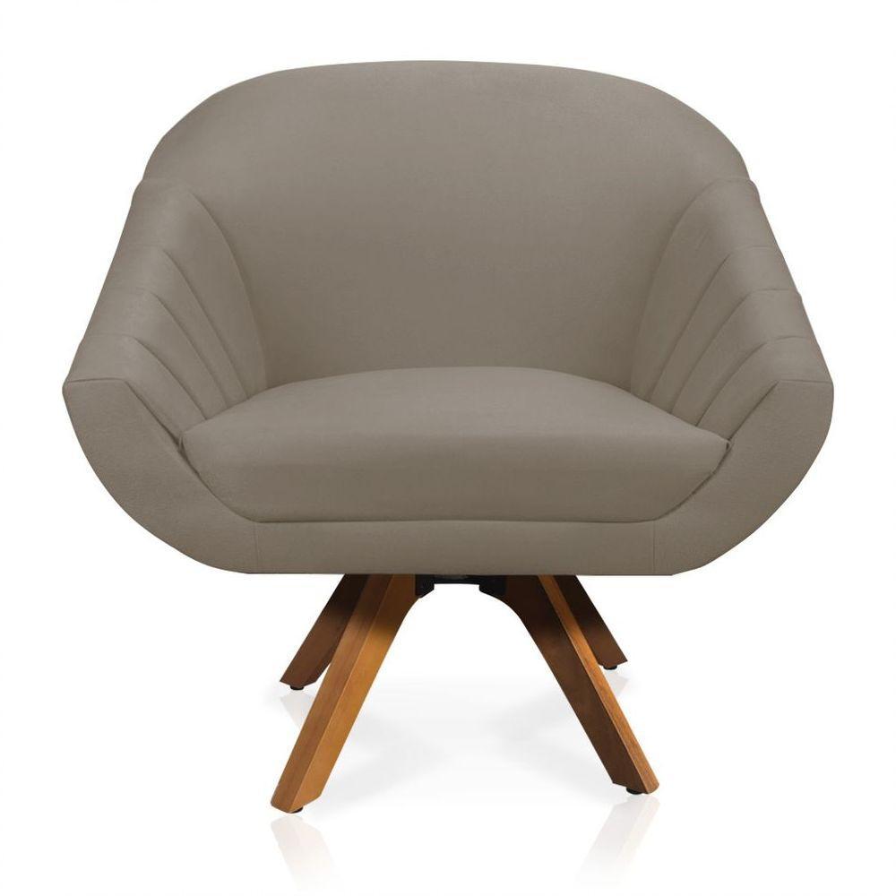 Kit 01 Namoradeira 02 Lugares E 02 Poltronas Giratória Giovana Suede Base Madeira Mm30 - D'rossi Marrom Rato - 4