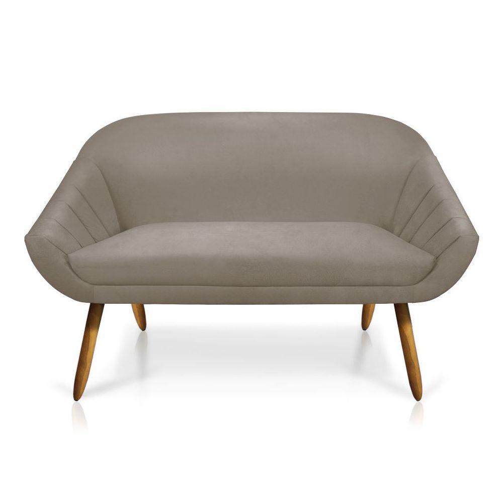 Kit 01 Namoradeira 02 Lugares E 02 Poltronas Giratória Giovana Suede Base Madeira Mm30 - D'rossi Marrom Rato - 5