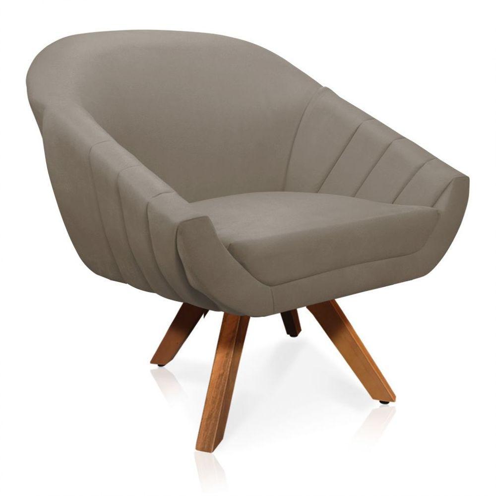 Kit 01 Namoradeira 02 Lugares E 02 Poltronas Giratória Giovana Suede Base Madeira Mm30 - D'rossi Marrom Rato - 6