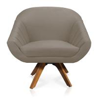 Kit 01 Namoradeira 02 Lugares E 02 Poltronas Giratória Giovana Suede Base Madeira Mm30 - D'rossi Marrom Rato