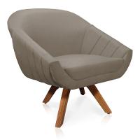 Kit 01 Namoradeira 02 Lugares E 02 Poltronas Giratória Giovana Suede Base Madeira Mm30 - D'rossi Marrom Rato - 6