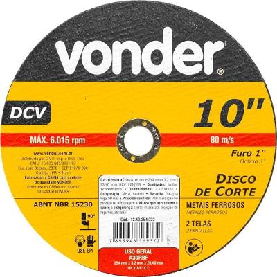 Disco De Corte 254 Mm X 3,2 Mm X 25,40 Mm Dcv, Vonder Ostenvonder