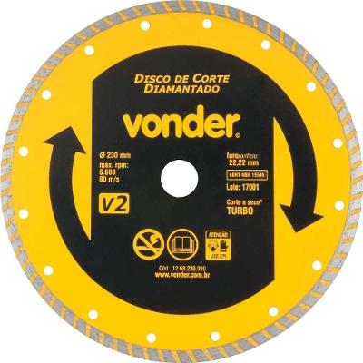 Disco De Corte Diamantado, 230 Mm, Turbo, V2, Vonder Ostenvonder