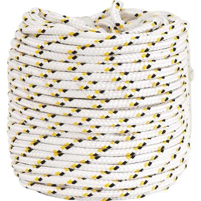 Corda Multifilamento Trançada 8,0 Mm X 50 M, Branca Com Detalhes Em Preto E Amarelo, Vonder